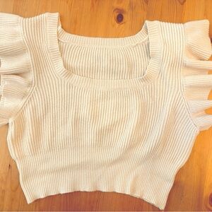 Elegant Cream Knit Women's Top